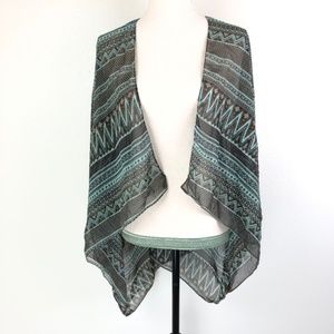 Tribal Print Open Front Kimono